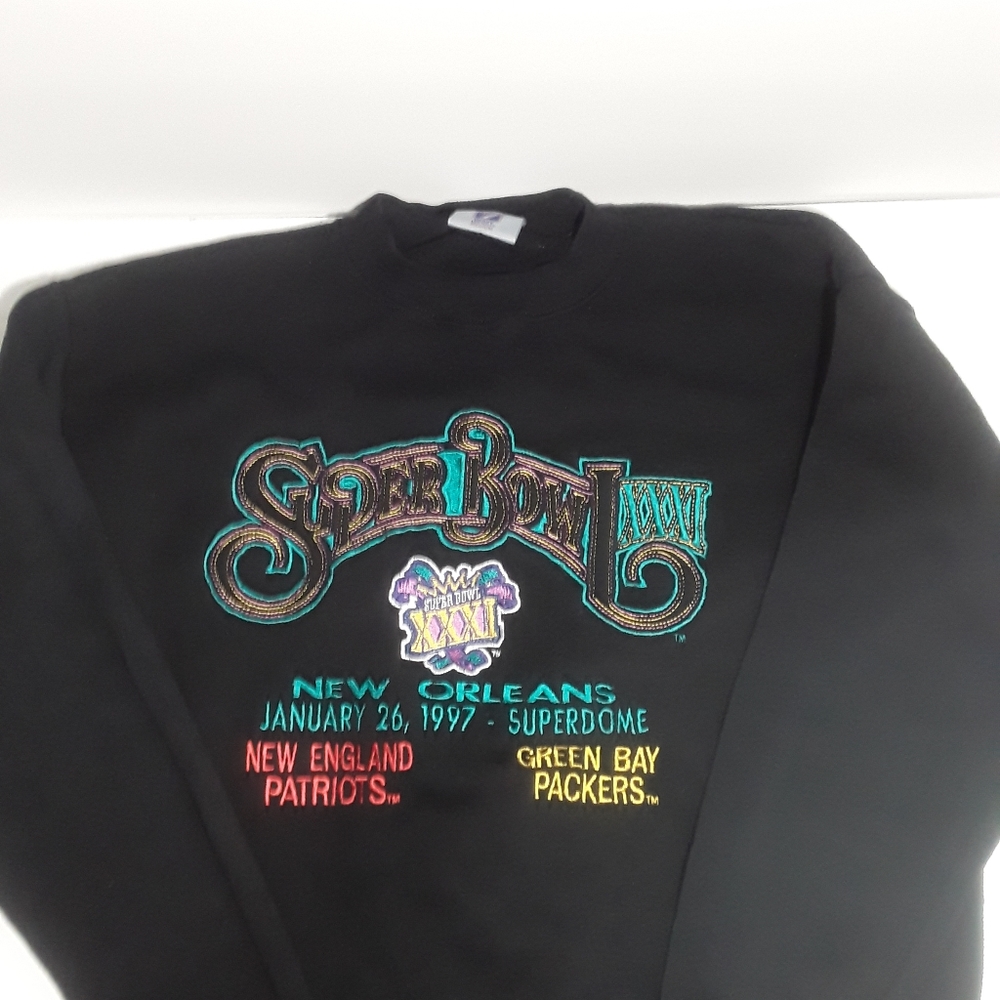 Vintage Super Bowl Green Bay Packers vs New England Patriots Sweater Size Medium